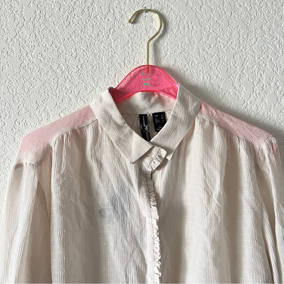 NWT Mango MNG Suit Silk Cream Long Sleeve Blouse Size 8 - Picture 2 of 12